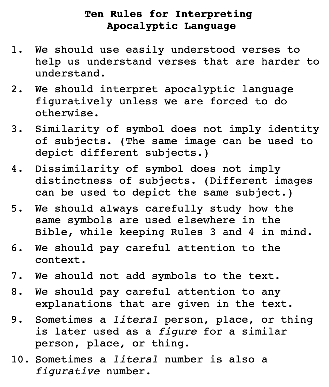 Ten Rules for Interpreting Apocalyptic Language